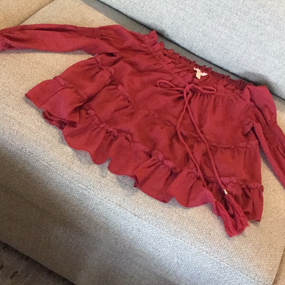Sun & Shadow off shoulder boho top, size S